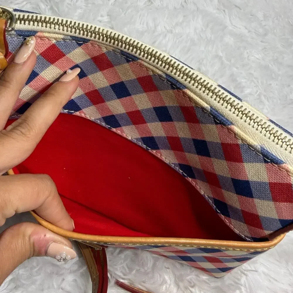 DOONEY & BOURKE Plaid Blue Red and White Canvas Crossbody